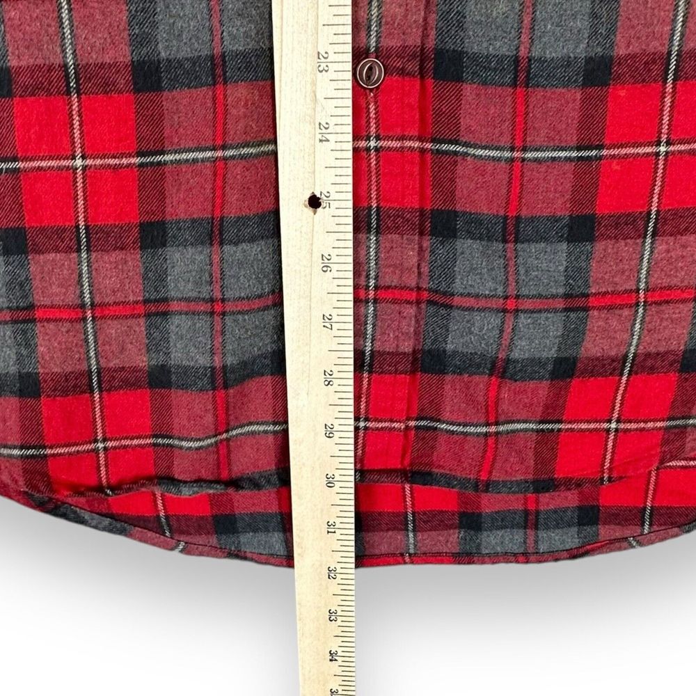 Lands End Men's Flannel Shirt Size Large Gray Red Plaid Cotton Button Down Shirt - Picture 7 of 7